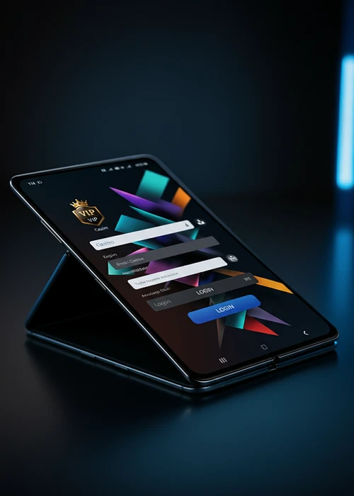 Een overzicht van het inlogscherm van Vipzino Casino op een desktop, met velden voor e-mail en wachtwoord en een duidelijke inlogknop. De achtergrond toont een selectie van populaire casinospellen, met het Vipzino logo prominent aanwezig.